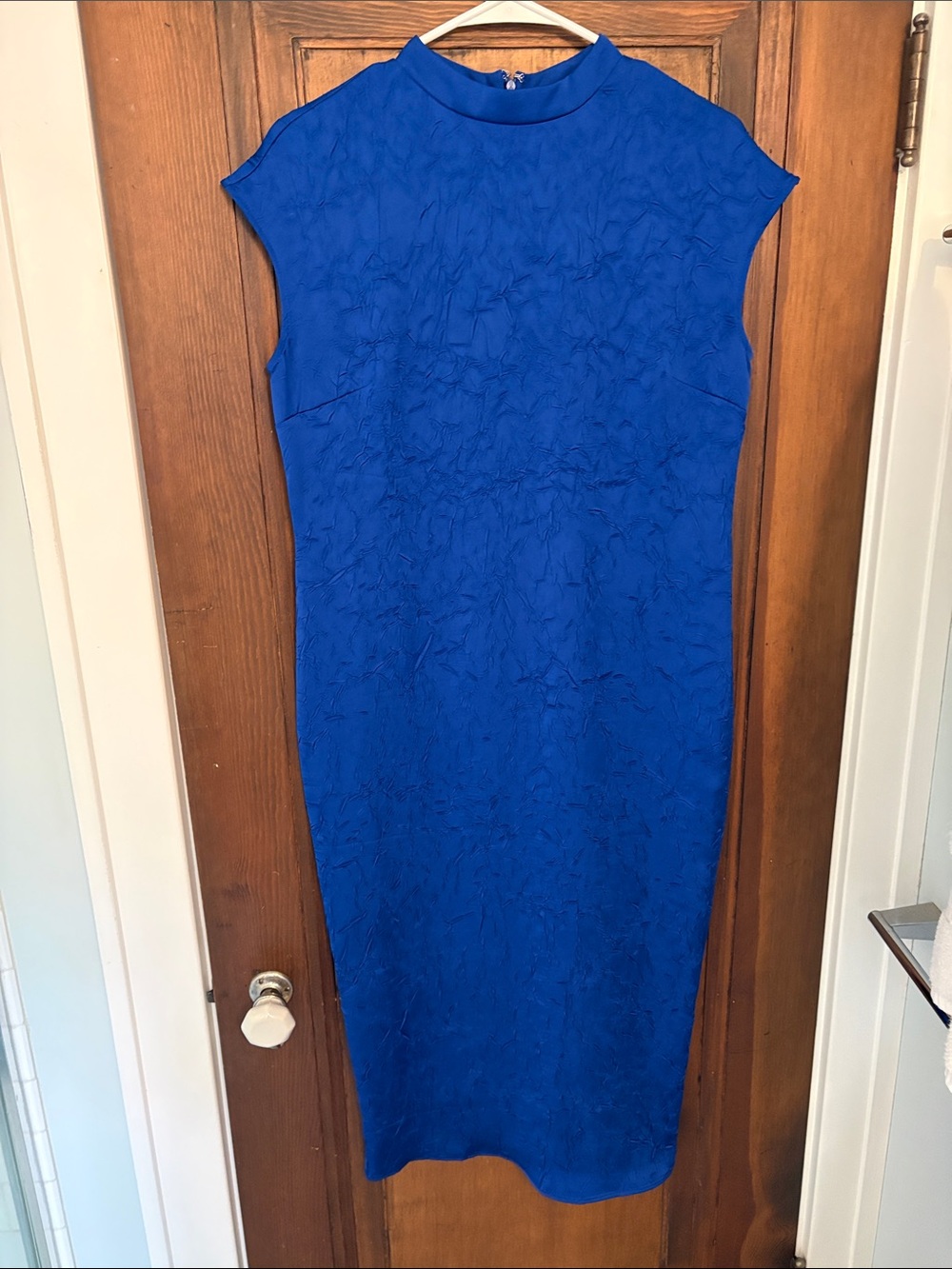 Women's Cobalt Blue Textured Sheath Dress